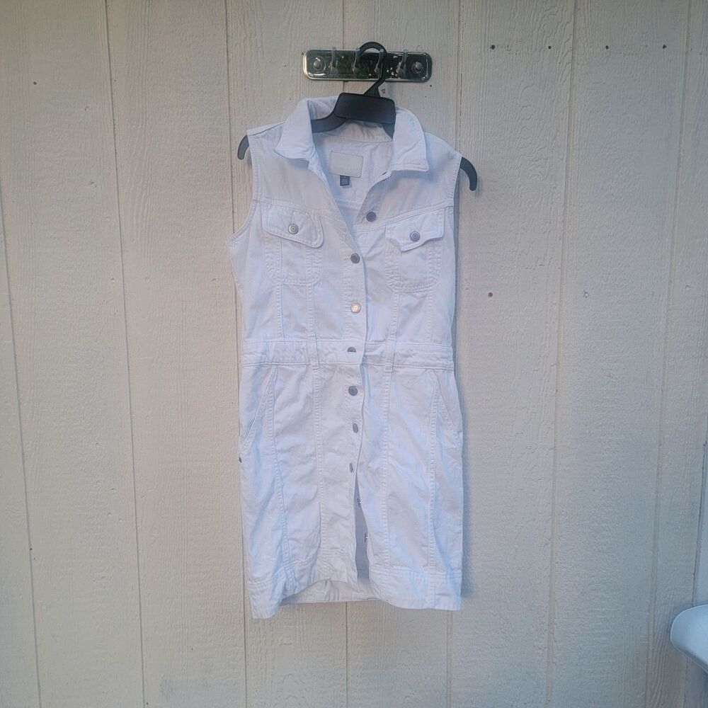 womens Ralph Lauren white denim button down dress Sz10 Preppy